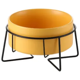elegancka-miska-ceramiczna-petstory-dla-psa-i-kota-zolta-z-podstawka-850m