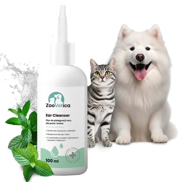 PŁYN KROPLE DO CZYSZCZENIA MYCIA USZU PSA KOTA ZOOVETICA 100ml