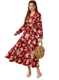 shein-sukienka-midi-w-kwiatki-bordowa-40-42-v7n