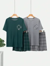 shein-meska-pizama-z-krotkim-rekawem-i-krotkimi-spodenkami-w-krate-l-1ma