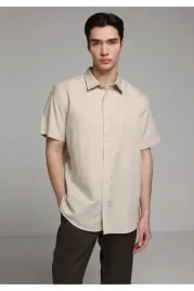 meska-koszula-casual-bezowa-krotki-rekaw-100percent-bawelna-m-5ha