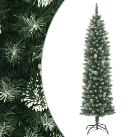waska-choinka-swiateczna-210-cm-zielono-biala-z-20-szyszkami