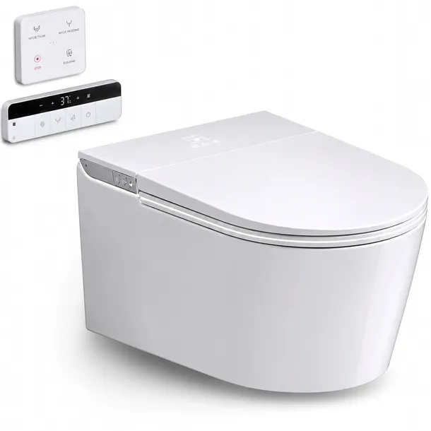 Inteligentna toaleta WC z wbudowanym zbiornikiem wody, bidet, SMART LED