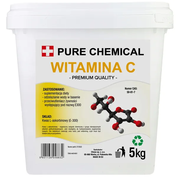 WITAMINA C DO BASENU KWAS L-ASKORBINOWY BASEN 5000g CZDA 5kg