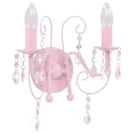 lampa-scienna-z-koralikami-rozowa-2-zarowki-e14