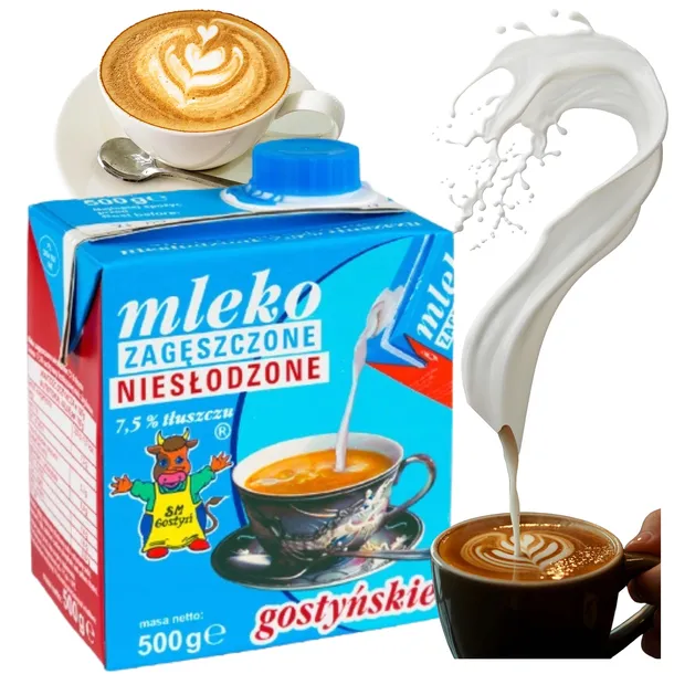 Gostyń Mleko Zagęszczone NieSłodzone 7,5 % Klasyczne Uniwersalne 500g