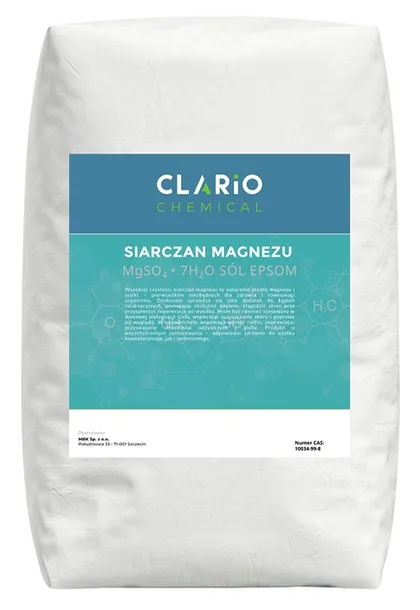 Siarczan magnezu SÓL EPSOM do kąpieli Clario Chemical jakość 25kg, 25000g