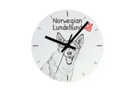 norweski-pies-na-maskonury-norwegian-lundehund-zegar-scienny-z-psem-zegarek-na-polke-z-nadrukiem-personalizowana-dekoracja-domu-marki-art-dog