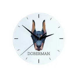 doberman-dobermann-i-geometryczny-zegar-scienny-ze-zdjeciem-i-napisem-marki-art-dog