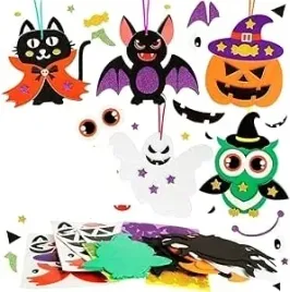 10x-dekoracje-halloween-diy-dla-dzieci-piankowe-zawieszki-zestaw