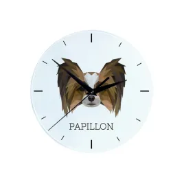 papillon-spaniel-kontynentalny-geometryczny-zegar-scienny-ze-zdjeciem-i-napisem-marki-art-dog
