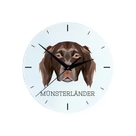 munsterlander-geometryczny-zegar-scienny-ze-zdjeciem-i-napisem-marki-art-dog