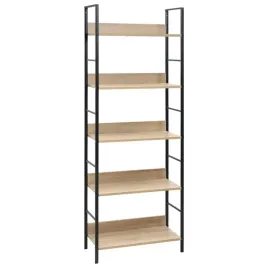 regal-5-poziomowy-debowo-czarny-drewnopochodny-stal-60x276x1585-cm