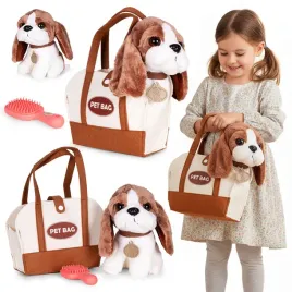 pluszowy-piesek-w-torebce-beagle-maskotka-dla-dziecka-szczotka-do-pielegn