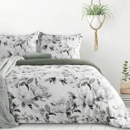 posciel-z-mikrofibry-loti-140x200-70x80-biala-zielone-kwiaty