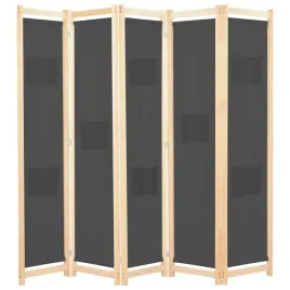 parawan-5-panelowy-z-torbami-drewno-jodlowe-szary-200x170x4-cm