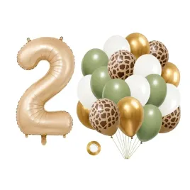 balony-safari-cyfra-2-khaki-biale-zlote-zyrafa-urodziny-dekoracja