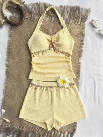shein-zolty-azurowy-krotki-komplet-dzieciecy-letni-146-152cm-1ma
