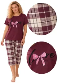 pizama-damska-bawelniana-bordo-spodnie-3-4-wygodna-do-spania-xxl