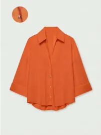 shein-pomaranczowa-koszula-z-rekawem-3-4-z-guzikami-casual-xs-1ma