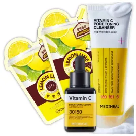 mediheal-zestaw-do-pielegnacji-twarzy-cery-z-witamina-c-serum-pianka-maski