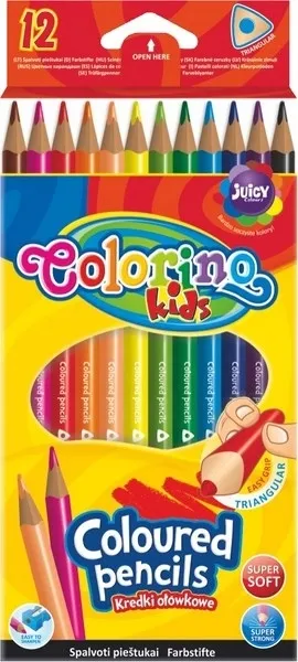 COLORINO KREDKI OŁÓWKOWE TRÓJKĄTNE 12 KOLORÓW