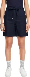 esprit-granatowe-spodenki-len-z-wiazaniem-w-pasie-casual-lato-32-7ca