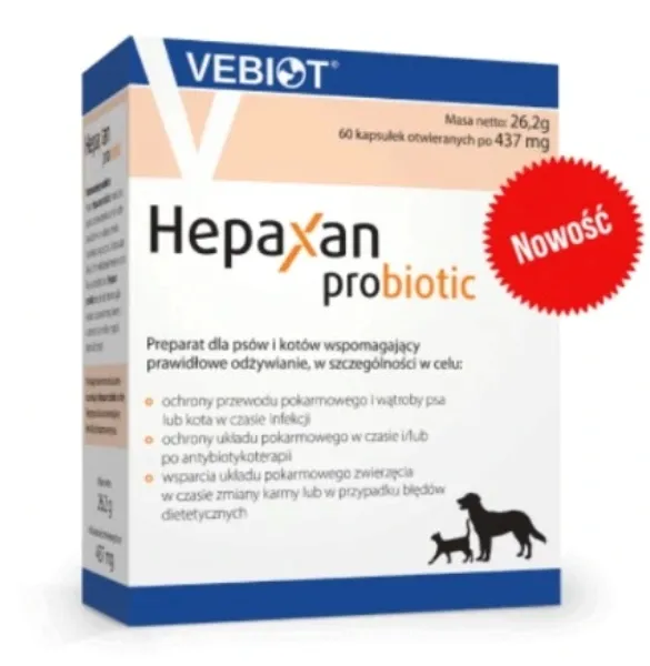 Vebiot Hepaxan Probiotic 60 kapsułek dla psa kota
