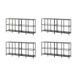 4-szt-regal-modulowy-200x36x93-cm-czarnybraz-szklo-stal