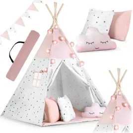 namiot-tipi-dla-dzieci-z-girlanda-i-swiatelkami-nukido-rozowy