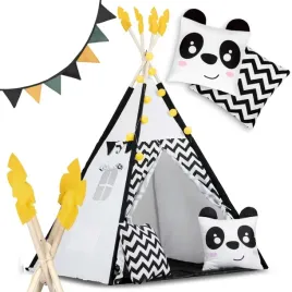 namiot-tipi-dla-dzieci-z-girlanda-i-swiatelkami-nukido-bialo-czarny-z-panda