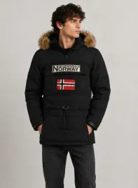 geographical-norway-czarna-pikowana-kurtka-z-kapturem-i-futerkiem-xl-7ba
