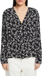 esprit-czarna-bluzka-damska-w-bialy-delikatny-wzor-xs-7ba