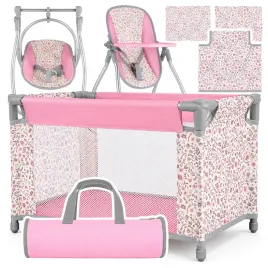 zestaw-dla-lalek-2w1-lozeczko-krzeselko-hustawka-posciel-torba-pink-flowers