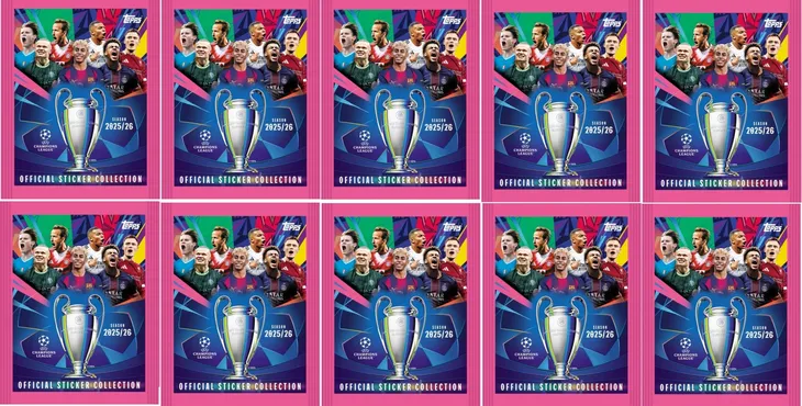 Topps CHAMPIONS LEAGUE 2025 2026 - 10 saszetek - SASZETKI z naklejkami