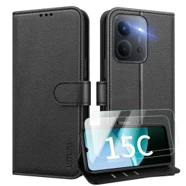 etui-xiaomi-redmi-15c-czarny-skorzany-portfel-z-szklem-hartowanym