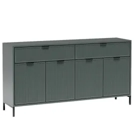 zielona-nowoczesna-komoda-165-cm-duza-ryflowane-fronty-metalowe-nogi