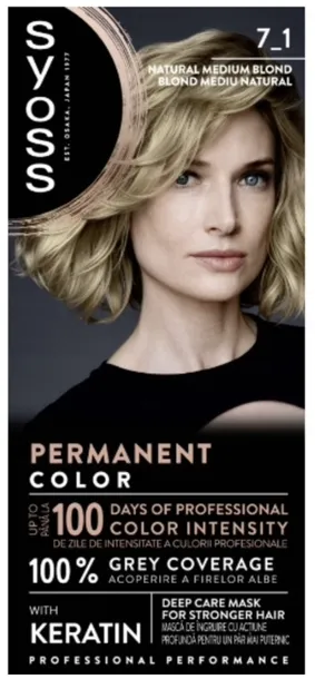 Syoss Permanent Farba do Włosów KERATIN 7-1 Naturalny Średni Blond