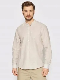 only-sons-elegancka-koszula-meska-len-bawelna-bezowa-na-co-dzien-m-7ca