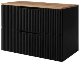 czarna-szafka-lazienkowa-vena-80-cm-z-blatem-dab-craft-wiszaca-ryflowana