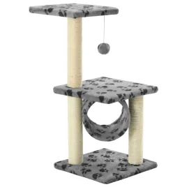 drapak-dla-kota-z-pileczka-platformami-szary-z-czarnym-wzorem-30x30x65