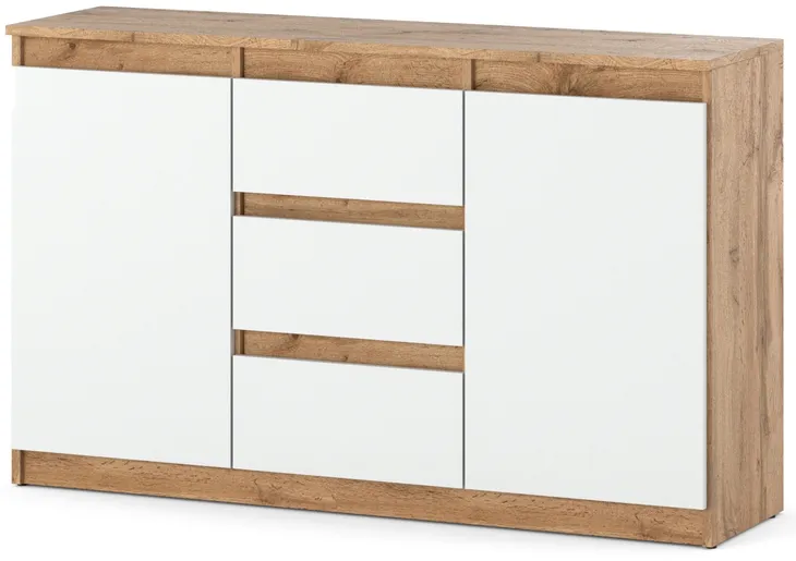 Komoda 120 cm Aga wotan biała matowa z szufladami nowoczesna do salonu
