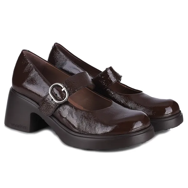 Czółenka damskie na platformie Wonders eleganckie E-7142 LACK COFFE R...38