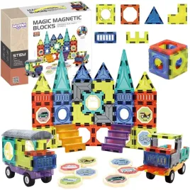 woopie-klocki-magnetyczne-3d-zestaw-zamek-pojazdy-71el-zabawa-dla-dzieci