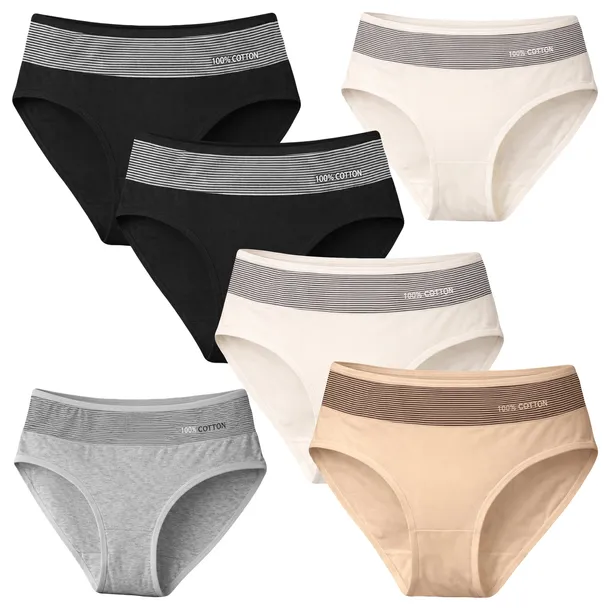 6x Majtki Damskie Bawełniane Figi WYSOKIE Seksowne Kobiece Cotton