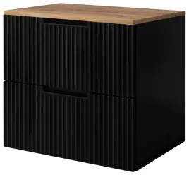 czarna-szafka-lazienkowa-vena-60-cm-z-blatem-dab-craft-wiszaca-ryflowana