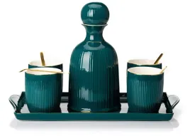 ceramiczny-komplet-karafka-na-sok-4-szklanki-taca-zielony-zloty-glamour