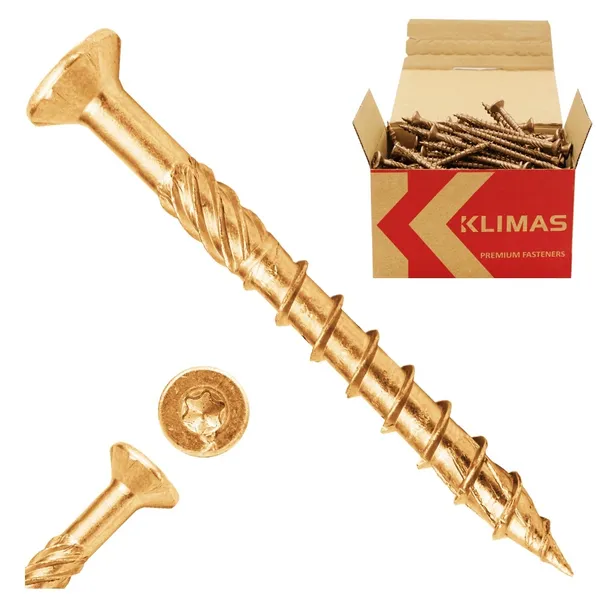WKRĘTY CIESIELSKIE DO DREWNA 5x80 STOŻKOWE TORX 200szt WKCS-50080 KLIMAS