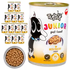 tuftuf-junior-mokra-karma-dla-szczeniat-drob-puszka-12x415g-kawalki-w-sosie