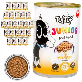 tuftuf-junior-mokra-karma-dla-szczeniat-drob-puszka-24x415g-kawalki-w-sosie
